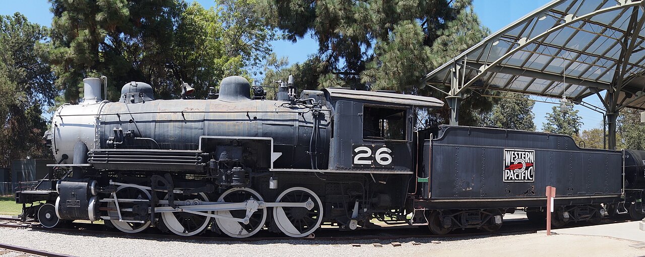 Travel Town Museum locomotives on the Planes, Trains and Automobiles Tour